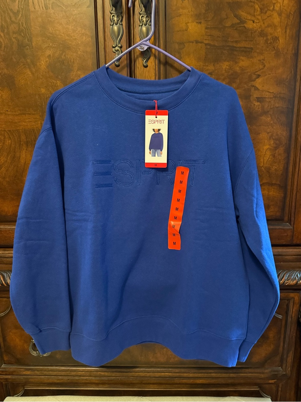 Esprit Women’s Crewneck Sweatshirt in Royal Blue with Embossed Logo